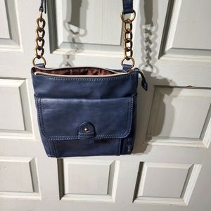 Relic Fossil Faux Leather Vegan Cross Body 5 Pocket Handbag Purse Black 10”X 11”